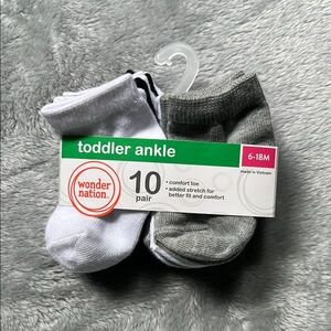 Wonder Nation 10 Pair Toddler Ankle Socks